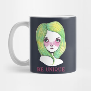 Be Unique: Pretty Green Haired Girl Mug